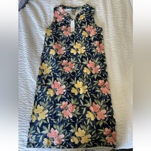 NWT Chicos Knee Length Floral Dress Sleeveless Summer Spring cotton modal beachy